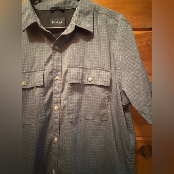 Prana “Garvan” S/S Perf. Sport Shirt - Mens M- Antique Blue Top - Picture 4 of 10